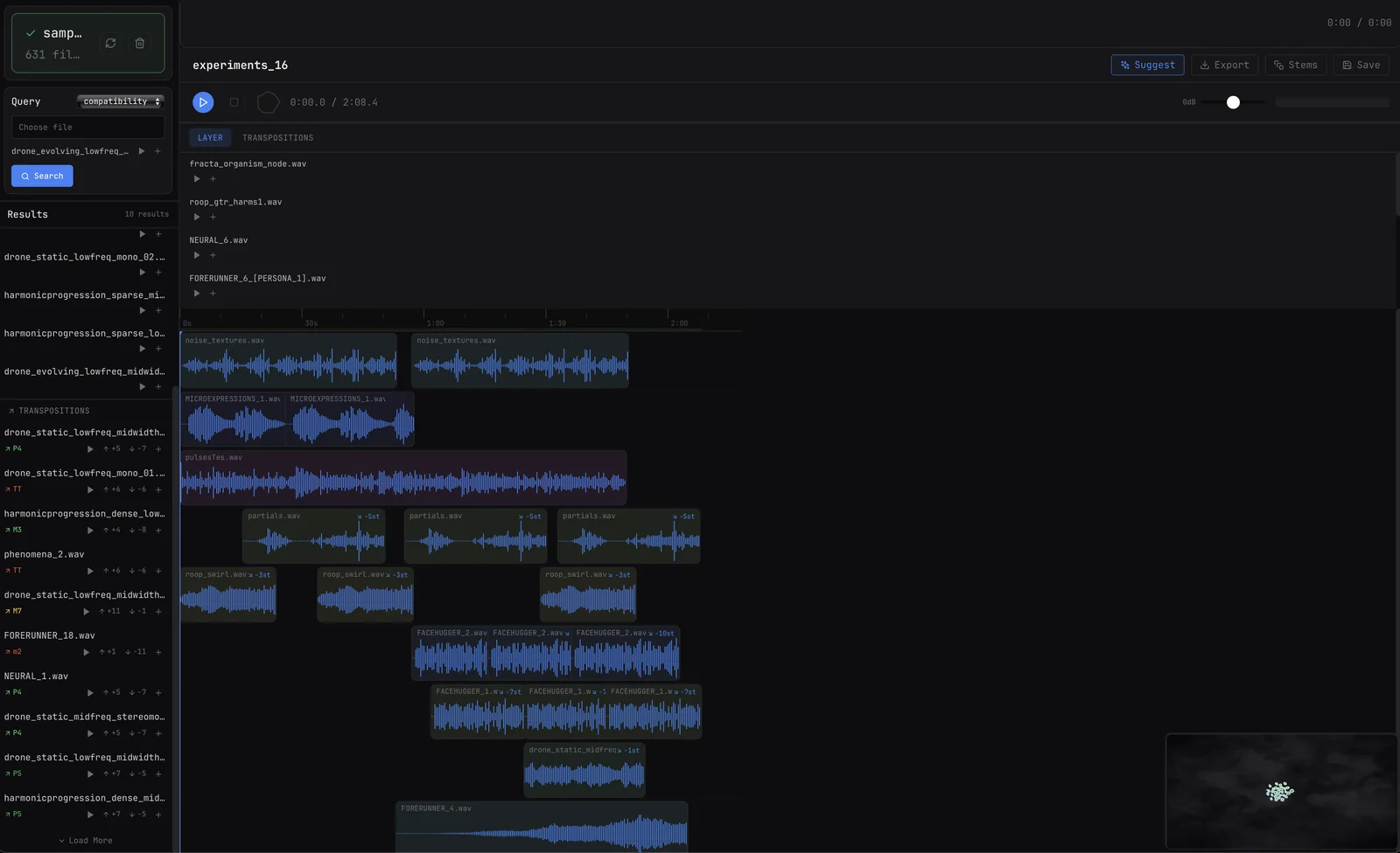 Reflector session view with a multi-track arrangement and live suggestions